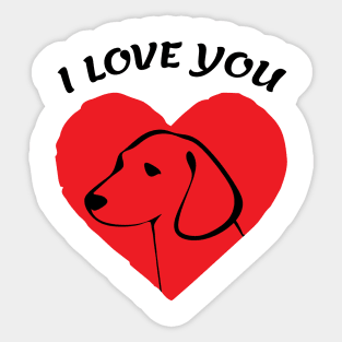 I Love You Dog in Heart gift Sticker